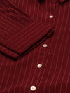 Women Maroon Striped Shirt Dress-DF-4788-Maroon