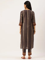 Women's Brown Printed Kurta Sets-GW-2646-Brown