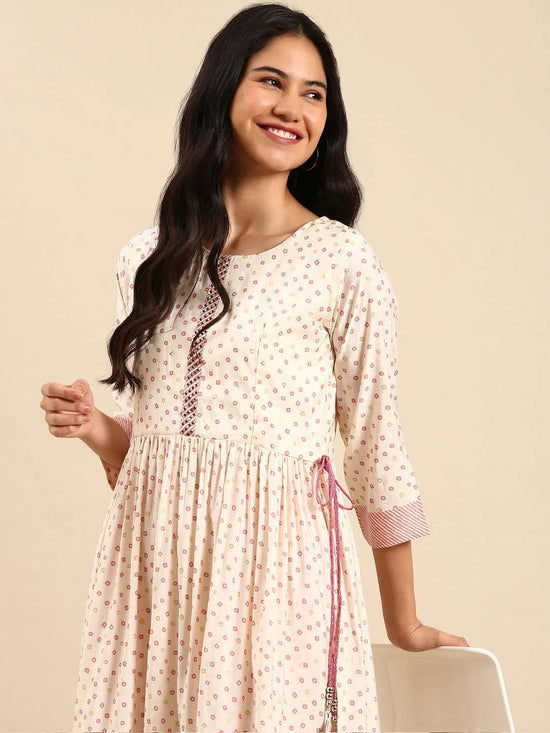 Women's Cream Printed Kurta Set-SKC-820-Cream