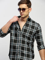 Men Black Checked Shirt-BRICHCHECKS-5615-Black