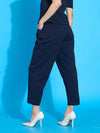 Women Navy Knit Tapered Pants