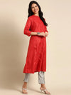 Women's Rust Embroidered Straight Kurta-ON-609-Rust