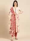 Women's Pink Printed Kurta Set-SKC-3329-Peach