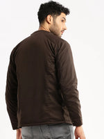 Men Brown Mock Collar Solid Tailored Jacket-USC003-Brown