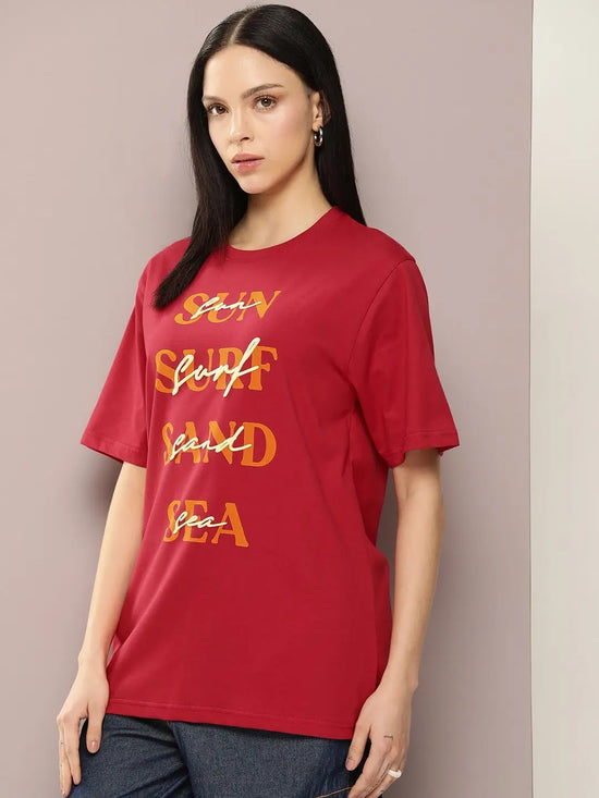 Dillinger Red Graphic Oversized T-Shirt-WMNCR440RED-XS