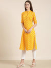 Women Orange Floral A-Line Kurta-NJ-1084352-Orange