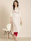 Women Off White Floral Straight Kurta-AT-A776-K-Offwhite