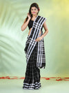 Black Cotton Soft Saree With Checkbox Designs-MA62CT331100059