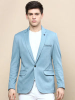 Men Blue Solid Casual Blazers-LBR-5500-Turquoiseblue