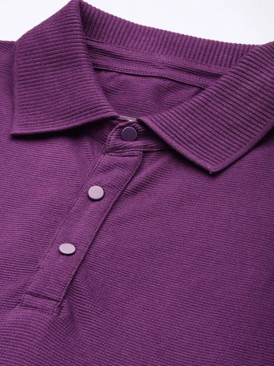 Dillinger Purple Solid Regular Snap Polo T-shirt