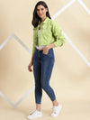 Women's Fluorescent Green Solid Open Front Jacket-GZ-5599-Fluorescentgreen