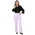 Smarty Pants Women's Ployester Lycra Bell Bottom Lilac Formal Trouser