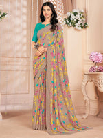 Saree Mall Women's Chiffon Beige Printed Designer Saree With Blouse Piece-STARCFN31901D