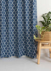 Reverse Trellis 100% cotton geometric curtain for bed room - Room darkening - Royal Blue - Pack of 1-230421074