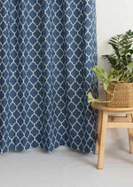 Reverse Trellis 100% cotton geometric curtain for bed room - Room darkening - Royal Blue - Pack of 1-230421074