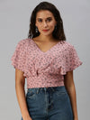 Women's Mauve Printed Crop Tops-AE-10180-Mauvenavyblue