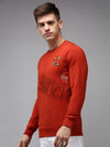 Men Orange Solid Sweatshirt-SCAW-37-Rust