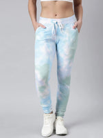 Women Abstract Slim Fit Blue Track Pant-AF-1773-Blue