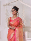 Orange Muslin Saree With Zari Woven Nakshi Borders-MA62MS331980033