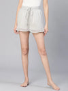 Comfort Soild Grey Ruffled & Elasticated Women Nightwear Shorts