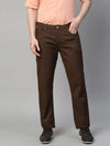 Genips Men's Coffee Cotton Stretch Rico Slim Fit Self Design Casual Chinos