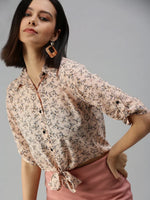 Women's Pink Printed Tops-AE-3330185-Peach