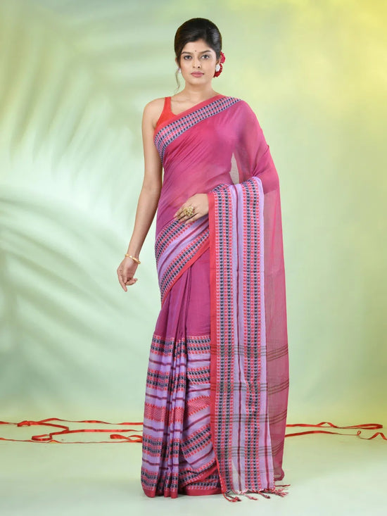 Violet Cotton Soft Saree With Woven Nakshi Borders-MA62CT33660066