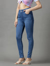 Women's Blue Solid Skinny Fit Denim Jeans-GZ-5281-2-Blue