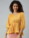 Women Mustard Solid Peplum Top-AE-10206-Mustard