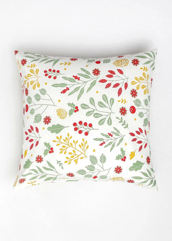 Foraged Berries 100% cotton floral cushion cover for sofa - Multicolor-230455031