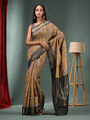 Beige Blended Silk Handwoven Ajrakh Print Saree-MA50BSL34830015