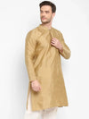 Hangup Men Standard Solid Men's Indian Wear-Khakhi_Dupion_LongKurta