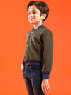 Tales & Stories Boys Olive Lycra Solid Sweatshirt