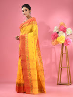 Bright Yellow Pure Cotton Tant Saree With Woven Designs-MA51TT43540054