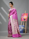 Periwinkle Katan Silk Banarasi Saree With Ethnic Motifs And Zari Woven Designs-MA52KA441380078