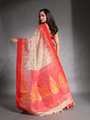 Ecru Cotton Soft Saree With Ikkat Style-MA54BCT041400019