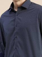 Men Navy Polka Dots Casual Shirt-DAITON-3440-Navyblue