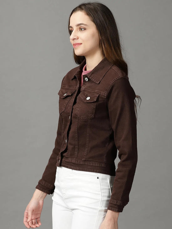 Women's Coffee Brown Solid Open Front Jacket-GZ-5577-Coffeebrown