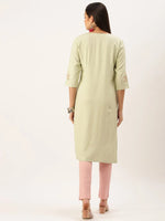 Women's Green Solid Straight Kurta-DF-1202-Green