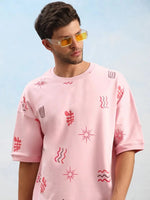 Dillinger Pink Graphic Oversized Drop shoulder T-shirt