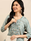 Women's Teal Printed Straight Kurta-GW-2960-Teal