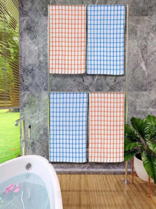 Athom Living Premium Gamcha Bath Towel 65 x 135 cm Pack of 4 Multicolored checkered-ATZ-BT-1A-1A-1B-1B