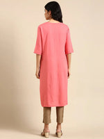 Women's Coral Solid Straight Kurta-NJ-3468222-Coral