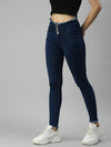 Women's Blue Solid Denim Skinny Jeans-LT105383C-Blue