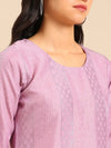 Women's Lavender Embroidered Kurta Set-SKC-839-Lavender