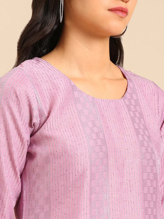 Women's Lavender Embroidered Kurta Set-SKC-839-Lavender