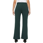 Smarty Pants Women's Ployester Lycra Bell Bottom Bottle Green Formal Trouser