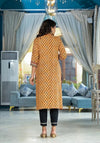 Mustard Ethnic Motif Printed Liva Rayon Kurta With Sequins & Gota Patti Work-J4663MUSTARD