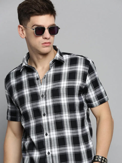 Men White Checked Casual Shirt-MAYACHECKS-4416-White