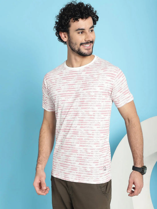 Venitian Men All Over printed pink Colour Round Neck Cottton T-Shirt